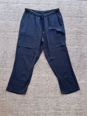 Quince Organic Cotton Gauze Pull On Pants Black Women's Large